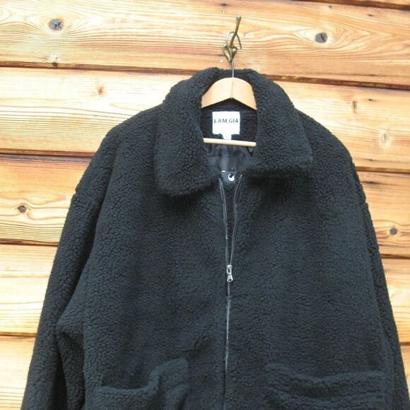 NWT I. Am. Gia Black Sherpa Teddy Oversized Jacket Pixie Coat - Picture 5 of 9